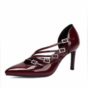 AIJIVOU Closed Pointed Toe slip on Strappy Dress Pumps w-Rhinestone Buckles NWT